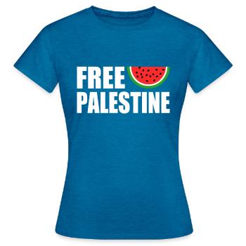 Free palestine - T-shirt Femme - bleu saphir antique chiné - Devant - AI Model Female 172 dark (172cm)