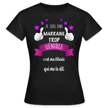 Ma Marraine Est Trop Géniale - T-shirt Femme - noir - Devant - AI Model Female 172 dark (172cm)