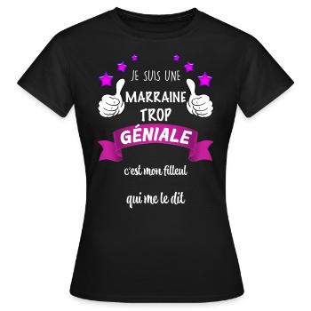 Ma Marraine Est Trop Géniale et Je l'aime - T-shirt Femme - noir - Devant - AI Model Female 172 dark (172cm)
