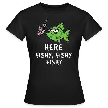 Angeln - Frauen T-Shirt - Schwarz - Vorne - AI Model Female 172 dark (172cm)