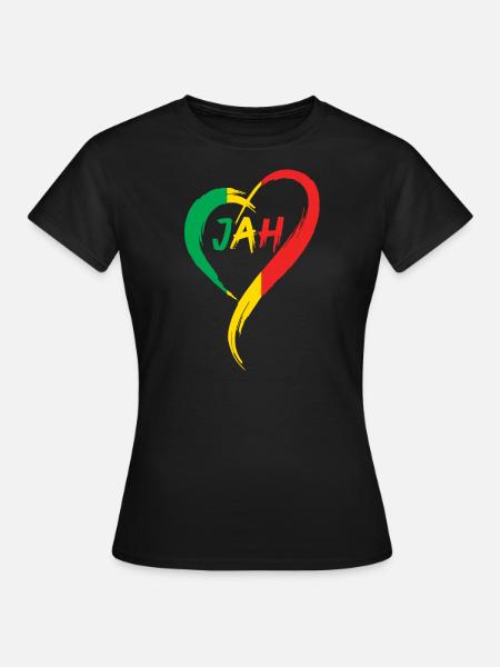 Love Jah Print Rasta Reggae drapeau coeur cadeau pour - T-shirt Femme - noir