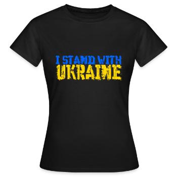 stand with Ukraine Slava Ukraini Support - Women's T-Shirt - black - Front - AI Model Female 172 dark (172cm)