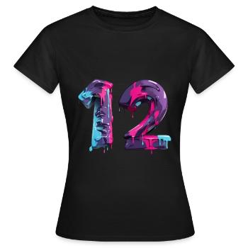 NR. 12 NUMMER 12 COOL 12. GEBURTSTAG - Frauen T-Shirt - Schwarz - Vorne - AI Model Female 172 dark (172cm)