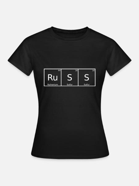 Russ sukunimi Etunimi Kemia Jaksollinen taulukko Elementit - Naisten t-paita - musta