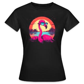 Stay cool and pink.Surf Flamingo chillt sein Leben - Frauen T-Shirt - Schwarz - Vorne - AI Model Female 172 dark (172cm)