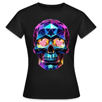 Kristallschädel und herzliche Augen. - Frauen T-Shirt - Schwarz - Vorne - AI Model Female 172 dark (172cm)