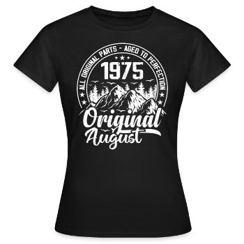 August 1975 Original:49 Jahre Geburtstagsgeschenk - Frauen T-Shirt - Schwarz - Vorne - AI Model Female 172 dark (172cm)