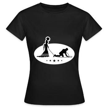 Hochzeit Brautpaar Leine - Frauen T-Shirt - Schwarz - Vorne - AI Model Female 172 dark (172cm)