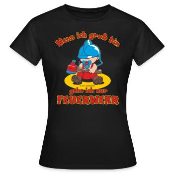 CD - Wenn ich groß bin gehe ich zur Feuerwehr - - Frauen T-Shirt - Schwarz - Vorne - AI Model Female 172 dark (172cm)