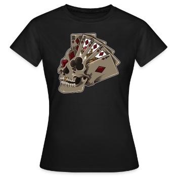 Crâne de poker | Dealer Zocker Lucky Jackpot - T-shirt Femme - noir - Devant - AI Model Female 172 dark (172cm)