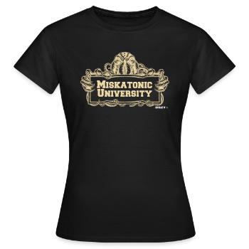 Logo de l'Université Miskatonic - T-shirt Femme - noir - Devant - AI Model Female 172 dark (172cm)