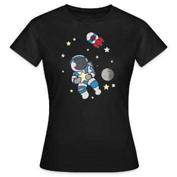 L’astronaute vole en apesanteur en combinaison spatiale - T-shirt Femme - noir - Devant - AI Model Female 172 dark (172cm)