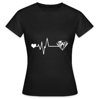 Impulsion de diamant coeur amour - T-shirt Femme - noir - Devant - AI Model Female 172 dark (172cm)