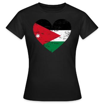 Jordanien Flaggenherz - Frauen T-Shirt - Schwarz - Vorne - AI Model Female 172 dark (172cm)