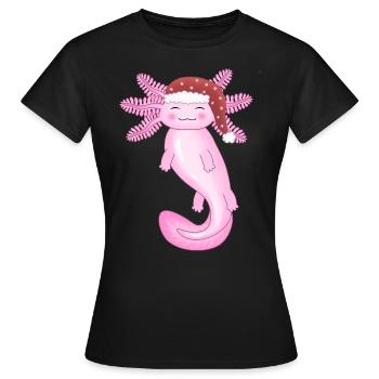 Mignon axolotl de Noël - T-shirt Femme - noir - Devant - AI Model Female 172 dark (172cm)