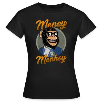 Singe d'argent. Singe. L'argent. Rich. idée cadeau - T-shirt Femme - noir - Devant - AI Model Female 172 dark (172cm)