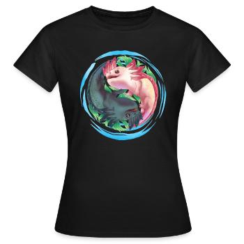 Axolotl Ying Yang - Women's T-Shirt - black - Front - AI Model Female 172 dark (172cm)