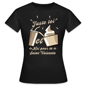 Juste toi et moi pour la Saint-Valentin - T-shirt Femme - noir - Devant - AI Model Female 172 dark (172cm)