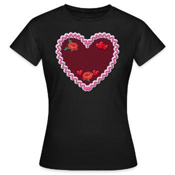 Lebkuchenherz Typical German Gingerbread heart - Women's T-Shirt - black - Front - AI Model Female 172 dark (172cm)