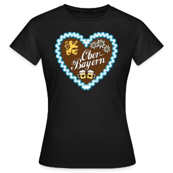 Gingerbread cœur de la Haute Bavière emblème bleu - T-shirt Femme - noir - Devant - AI Model Female 172 dark (172cm)