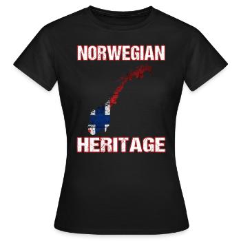 Norwegian Heritage - Norway Norwegian Norsk - Women's T-Shirt - black - Front - AI Model Female 172 dark (172cm)