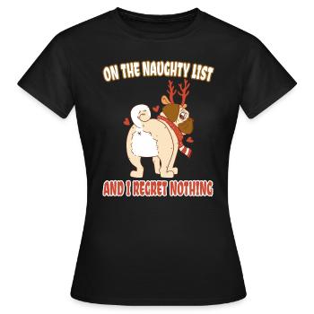 On the Naughty List - Pug Lovers Christmas - Women's T-Shirt - black - Front - AI Model Female 172 dark (172cm)