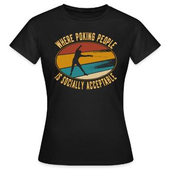 Retro Fencing poking people - Fencing Fencer - Women's T-Shirt - black - Front - AI Model Female 172 dark (172cm)