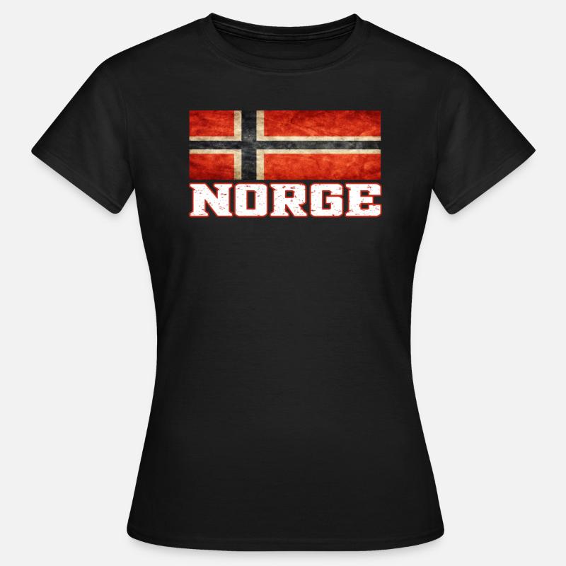 Norsk flagg Norge Norsk Norge - T-skjorte for kvinner - svart
