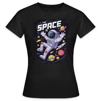 The Space Astronaut Weltall Planeten - Frauen T-Shirt - Schwarz - Vorne - AI Model Female 172 dark (172cm)