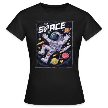 Vintage The Space Astronaut Weltall Planeten - Frauen T-Shirt - Schwarz - Vorne - AI Model Female 172 dark (172cm)