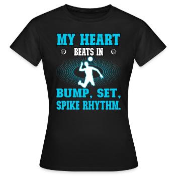 Heart beats in Bump, Set, Spike Rhythm Volleyball - Frauen T-Shirt - Schwarz - Vorne - AI Model Female 172 dark (172cm)