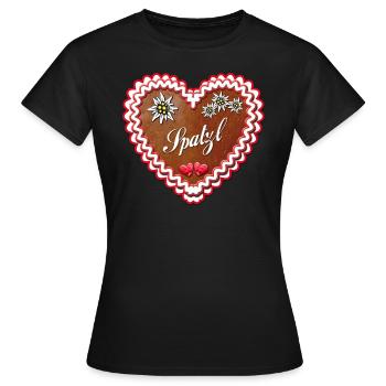 coeur Spatzl de pain d'épice - T-shirt Femme - noir - Devant - AI Model Female 172 dark (172cm)