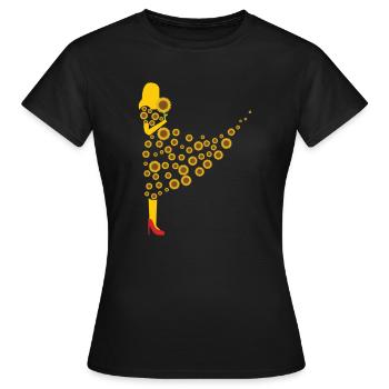 Sonnenblume Blumenmotiv Frauen Geschenk - Frauen T-Shirt - Schwarz - Vorne - AI Model Female 172 dark (172cm)