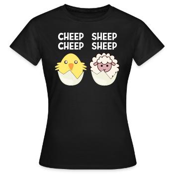 Cheep Sheep Chick Sheep Sheep Cadeau de Pâques - T-shirt Femme - noir - Devant - AI Model Female 172 dark (172cm)
