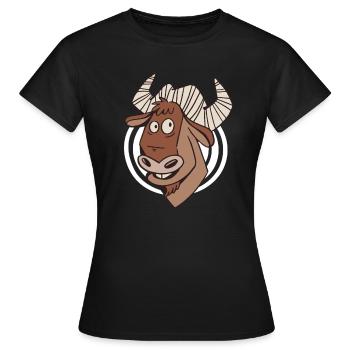 Wildebeest Antelope Africa Animal Steppe Zoo - Women's T-Shirt - black - Front - AI Model Female 172 dark (172cm)