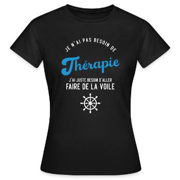 J'ai juste besoin d'aller faire de la voile - T-shirt Femme - noir - Devant - AI Model Female 172 dark (172cm)