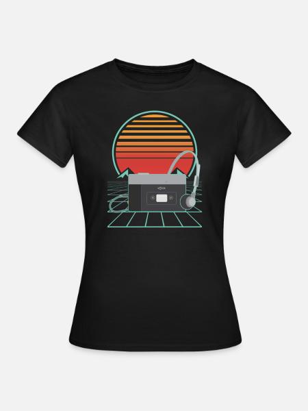 Walkman Retro Sunset 80er 90er Outfit Musik Fan - Frauen T-Shirt - Schwarz