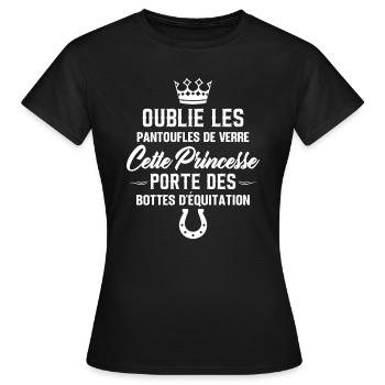 Cette Princesse Porte Des Bottes D'équitation - T-shirt Femme - noir - Devant - AI Model Female 172 dark (172cm)