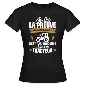 Preuve que mon papa tracteur, Papa agriculteur - T-shirt Femme - noir - Devant - AI Model Female 172 dark (172cm)