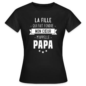 La fille qui fait fondre mon cœur m'appelle papa - T-shirt Femme - noir - Devant - AI Model Female 172 dark (172cm)