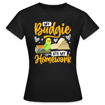 Ma perruche a mangé les devoirs - T-shirt Femme - noir - Devant - AI Model Female 172 dark (172cm)