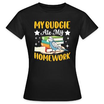 Ma perruche a mangé les devoirs - T-shirt Femme - noir - Devant - AI Model Female 172 dark (172cm)