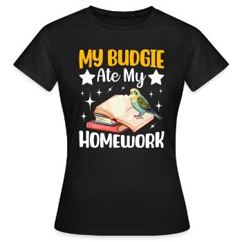 Ma perruche a mangé les devoirs - T-shirt Femme - noir - Devant - AI Model Female 172 dark (172cm)