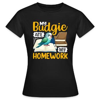 Ma perruche a mangé les devoirs - T-shirt Femme - noir - Devant - AI Model Female 172 dark (172cm)