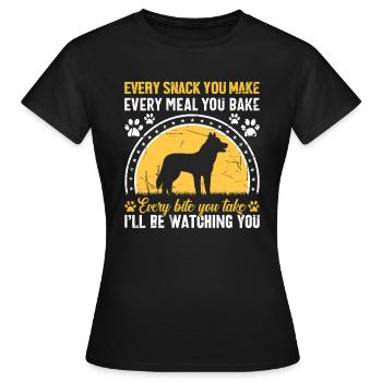 Chiens - Chaque collation que vous préparez, je vous surveillerai ! - T-shirt Femme - noir - Devant - AI Model Female 172 dark (172cm)