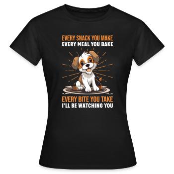 Chiens - Chaque collation que vous préparez, je vous surveillerai ! - T-shirt Femme - noir - Devant - AI Model Female 172 dark (172cm)