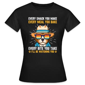 Chiens - Chaque collation que vous préparez, je vous surveillerai ! - T-shirt Femme - noir - Devant - AI Model Female 172 dark (172cm)