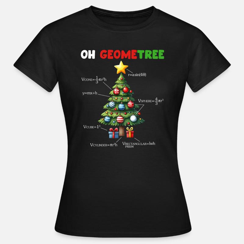 Christmas Geometry Christmas Tree and Math - Women's T-Shirt - black