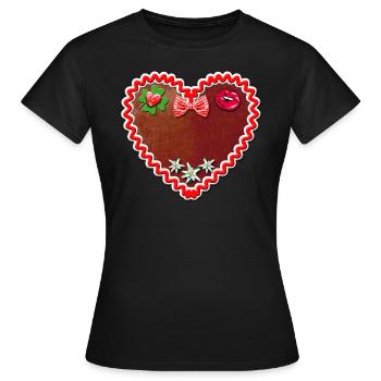55 Lebkuchenherz Schatzi Dein eigener Text - Frauen T-Shirt - Schwarz - Vorne - AI Model Female 172 dark (172cm)
