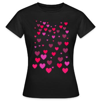 Des coeurs, des coeurs, des coeurs rouges, des coeurs rouges - T-shirt Femme - noir - Devant - AI Model Female 172 dark (172cm)